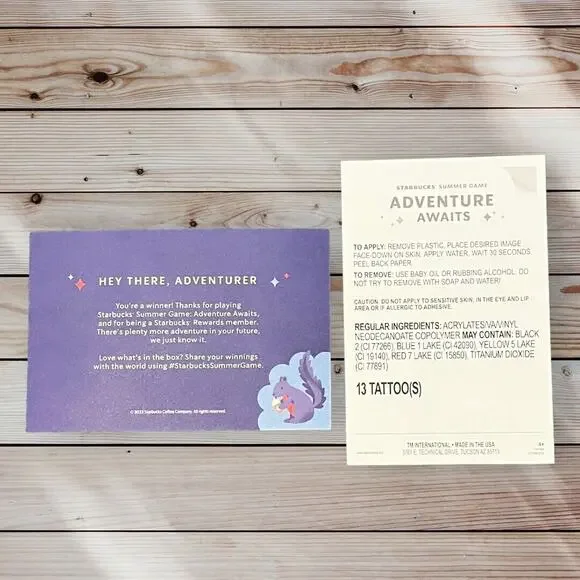 Starbucks Summer 2023 Limited Edition Temporary Tattoo Set Adventure Awaits - Picture 2 of 4